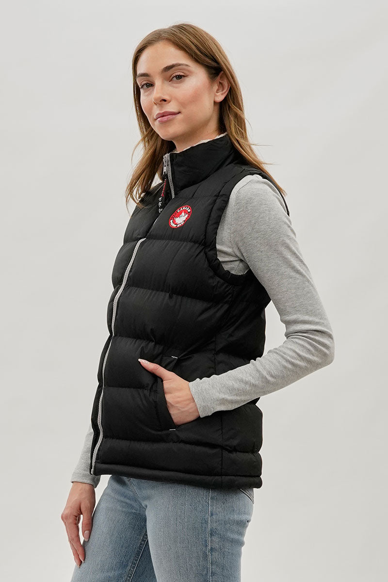 Gilet matelassé Canada Weather Gear à col doublé polaire – Noir