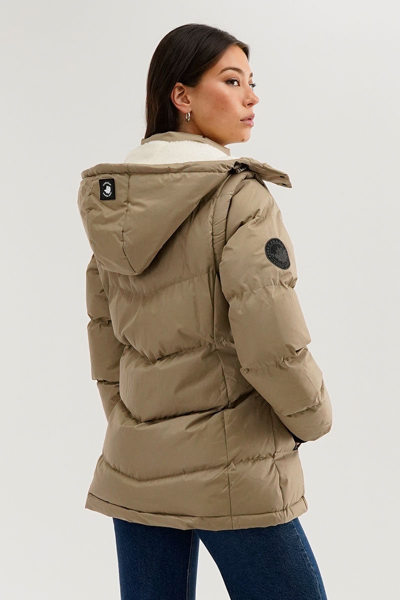 Canada Weather Gear Zip Off Sleeve Parka Jacket - Beige