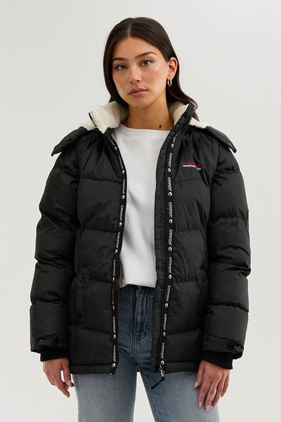 Canada Weather Gear Zip Off Sleeve Parka Jacket - Black - Womens Parka Jackets - Fairweather