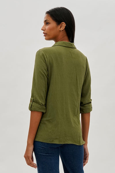 Stylexchange Vintage Button Up Utility Shirt - Olive - Womens Shirts & Blouses - Fairweather