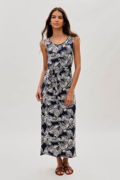 International INC Company Leaf Print Maxi Dress - Navy - Womens Maxi Dresses - Fairweather