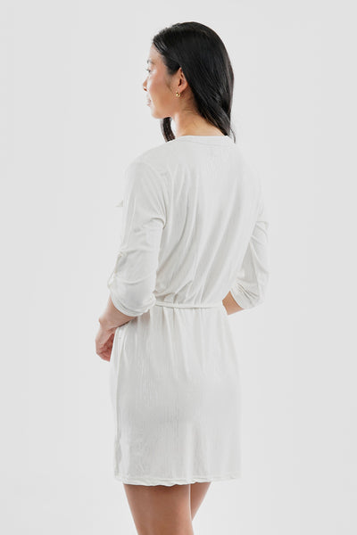International INC Company Patterned Tie Waist Half Zip Day Dress - White - Womens Day Dresses - Fairweather