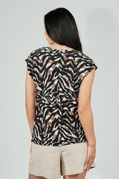 Beechers Brook Patterned Circle Neck Tee - Black - Womens Tees & Tank Tops - Fairweather