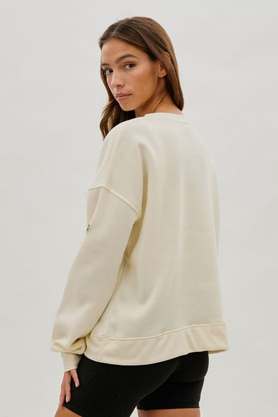 Fahrenheit Drop Shoulder Kangaroo Pocket Sweatshirt - Cream - Womens Hoodies & Sweatshirts - Fairweather