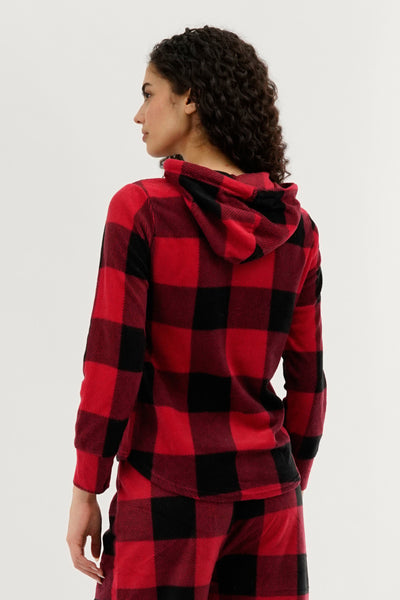 Canada Weather Gear Plaid Hooded Pajama Top - Red