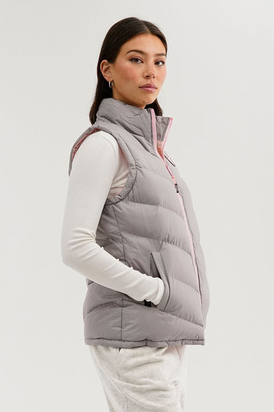 Canada Weather Gear Chevron Puffer Vest - Grey - Womens Vests - Fairweather