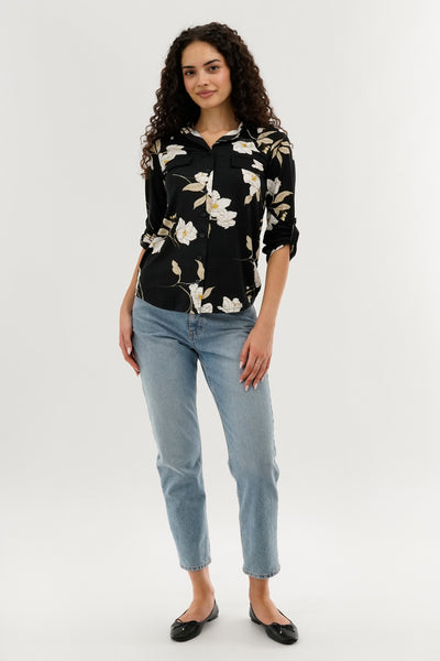 Majora Floral Button Up Blouse - Black - Womens Shirts & Blouses - Fairweather