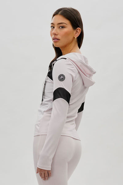 Super Triple Goose Zip Up Mesh Detail Hoodie - Blush - Womens Hoodies & Sweatshirts - Fairweather