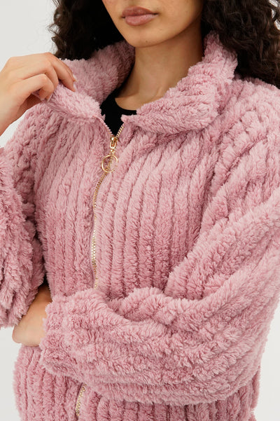 Veste légère zippée en peluche Fahrenheit - Rose