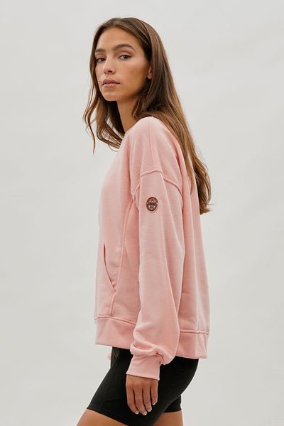 Fahrenheit Drop Shoulder Kangaroo Pocket Sweatshirt - Pink - Womens Hoodies & Sweatshirts - Fairweather