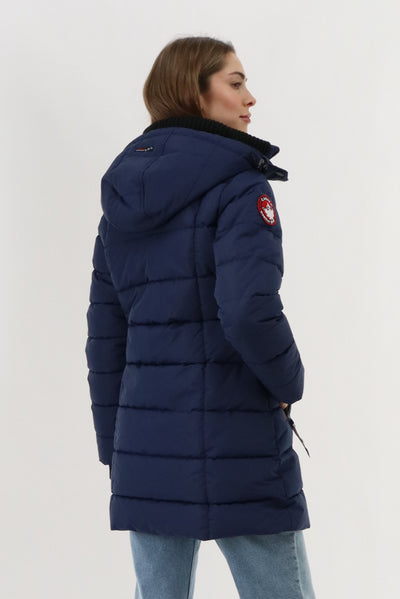 Canada Weather Gear Knit Collar Quilted Puffer Parka - Navy - Womens Parka Jackets - Fairweather