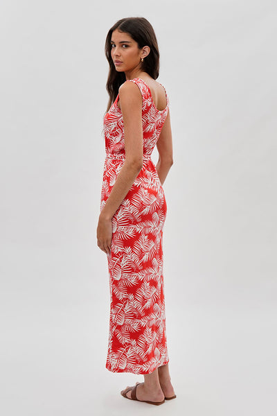 International INC Company Leaf Print Maxi Dress - Orange