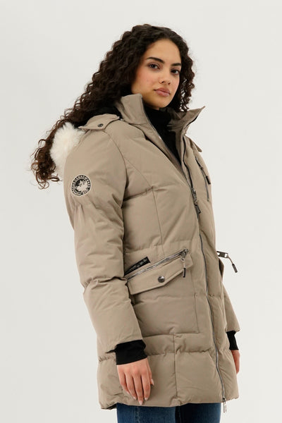 Canada Weather Gear Faux Fur Lined Hood Parka Jacket - Cream - Womens Parka Jackets - Fairweather
