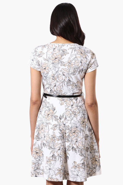 Runaway Bay Floral Belted Skater Day Dress - White - Womens Day Dresses - Fairweather