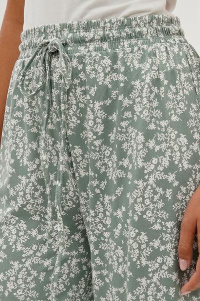 International INC Company Floral Tie Waist Capris - Mint - Womens Shorts & Capris - Fairweather