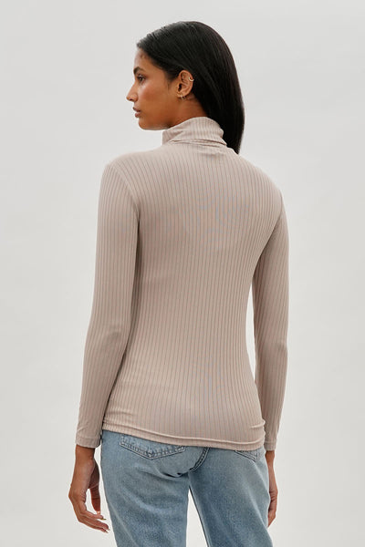 Majora Long Sleeve Turtleneck Pullover Sweater - Taupe - Womens Tees & Tank Tops - Fairweather