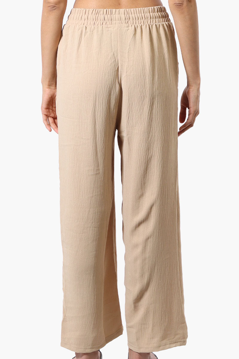 Stylexchange Tie Waist Wide Leg Crinkled Pants - Beige - Womens Pants - Fairweather