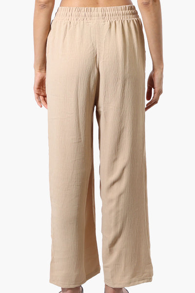 Stylexchange Tie Waist Wide Leg Crinkled Pants - Beige - Womens Pants - Fairweather