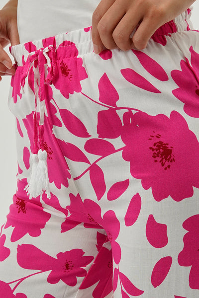 Beechers Brook Floral Drawstring Wide Leg Pants - Pink - Womens Pants - Fairweather
