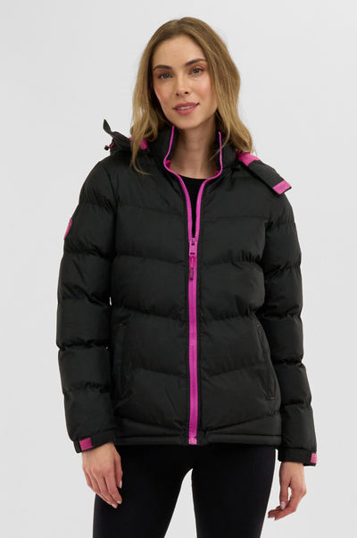 Canada Weather Gear Chevron Bubble Bomber Jacket - Black - Womens Bomber Jackets - Fairweather