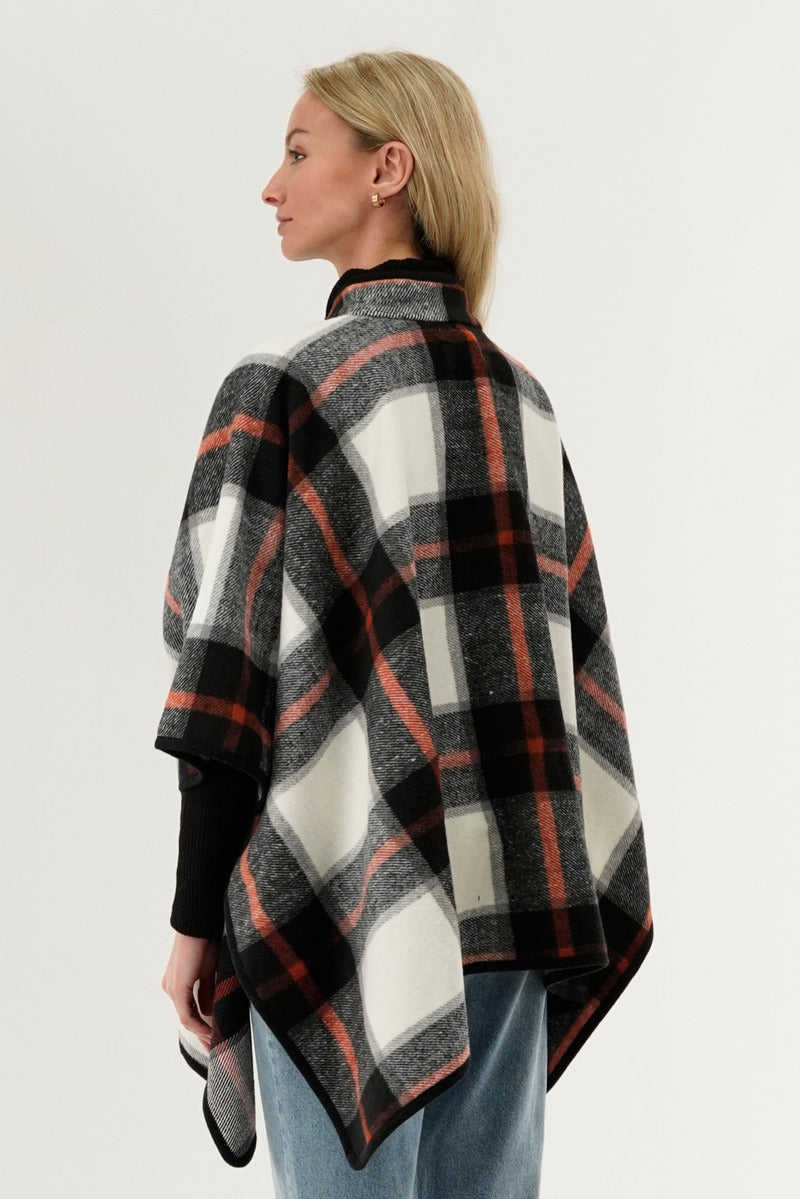 Canada Weather Gear Plaid Poncho - Black - Womens Ponchos - Fairweather