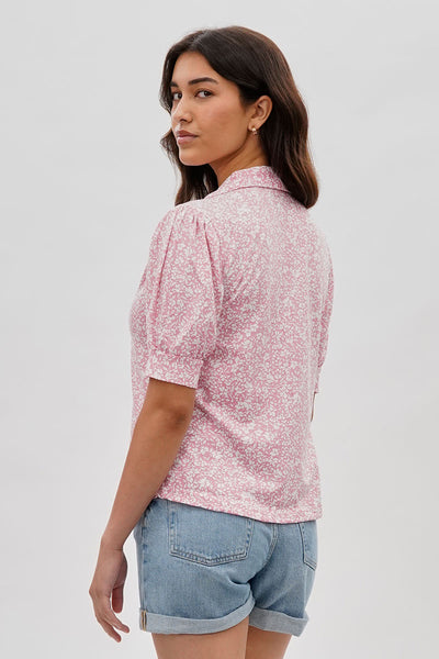 International INC Company Floral Puffer Sleeve Blouse - Pink - Womens Shirts & Blouses - Fairweather