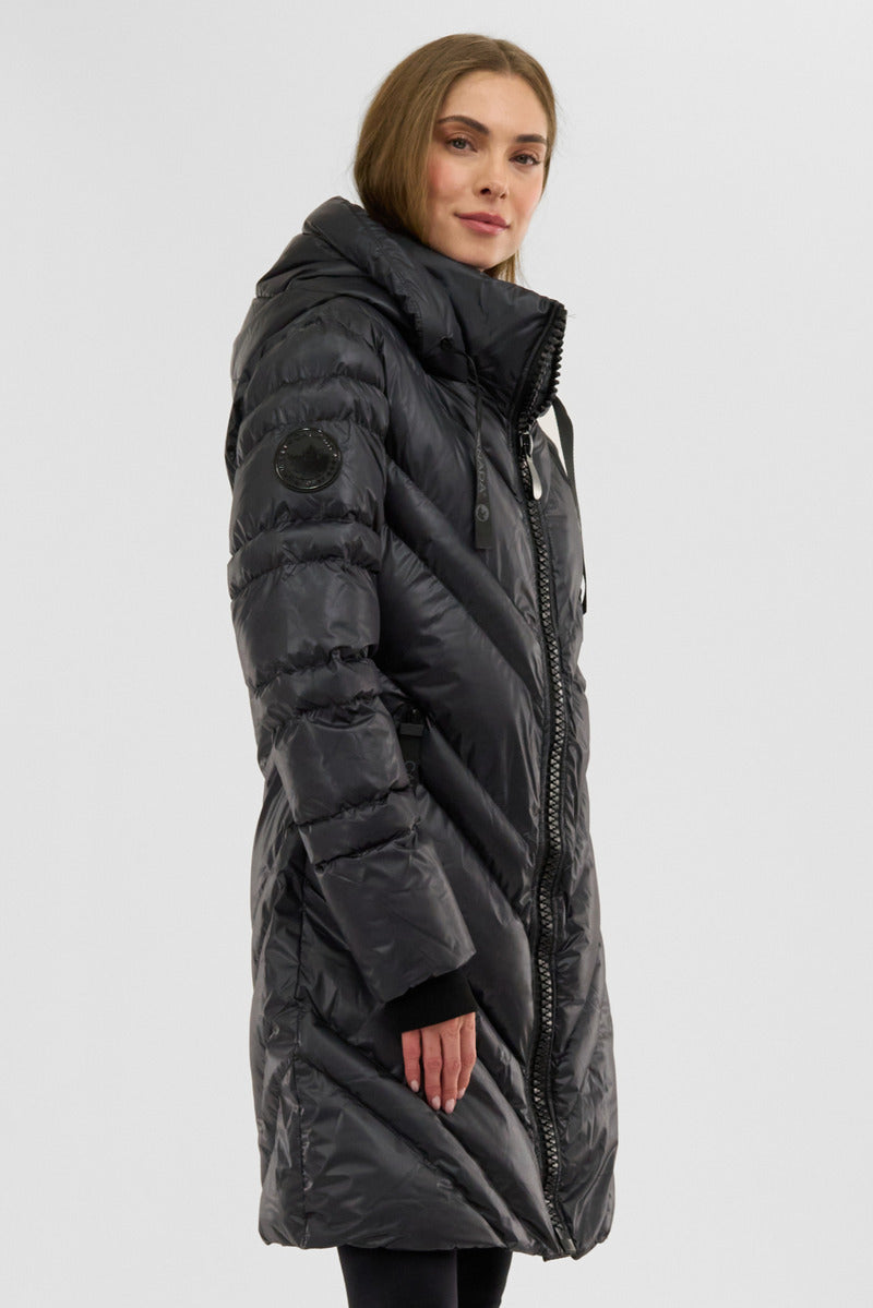 Canada Weather Gear Chevron Quilted Long Parka Jacket - Black - Womens Parka Jackets - Fairweather