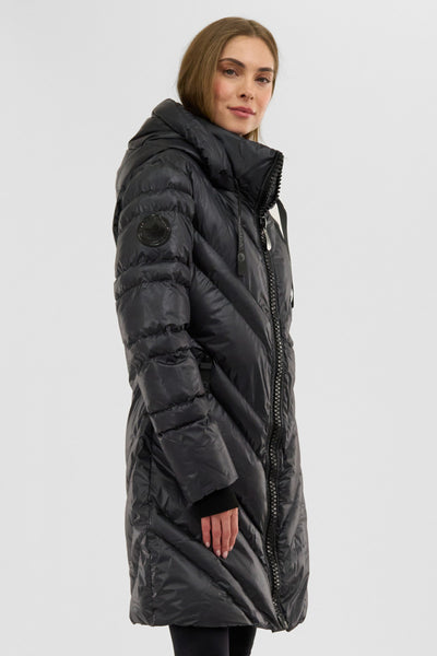 Canada Weather Gear Chevron Quilted Long Parka Jacket - Black - Womens Parka Jackets - Fairweather