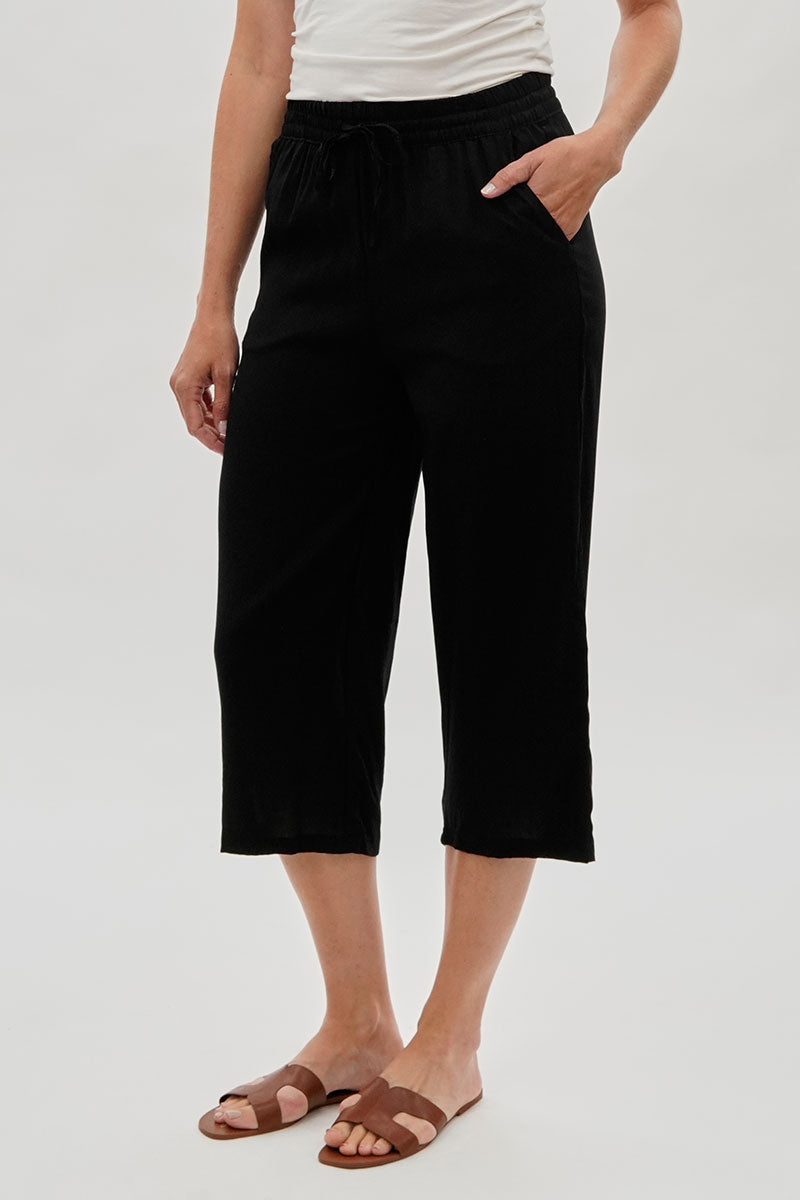 International INC Company Cropped Tie Waist Pants - Black - Womens Pants - Fairweather