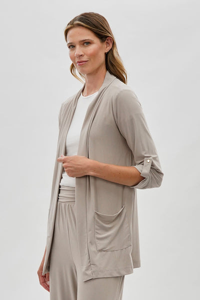 Costa Blanca Open Lightweight Wrap Cardigan - Stone - Womens Cardigans - Fairweather