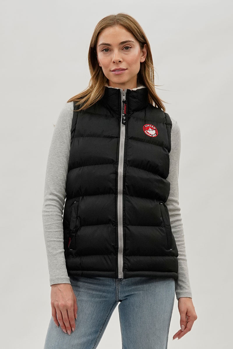 Gilet matelassé Canada Weather Gear à col doublé polaire – Noir