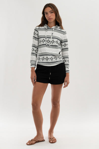 Canada Weather Gear Festive Print Hooded Pajama Top - White - Womens Pajamas - Fairweather