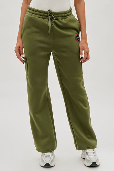 Fahrenheit Wide Leg Cargo Sweatpants - Olive - Womens Joggers & Sweatpants - Fairweather