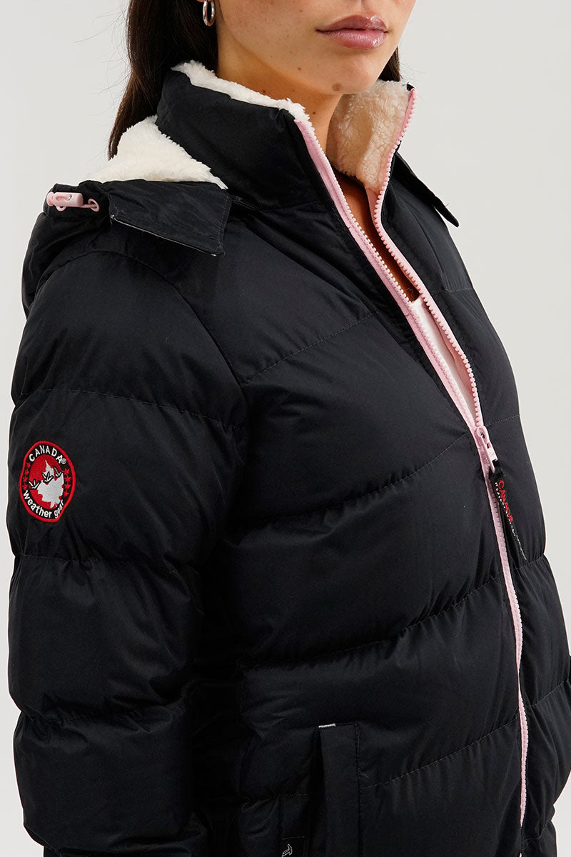 Canada Weather Gear Sherpa Lined Collar Bomber Jacket - Navy - Womens Bomber Jackets - Fairweather