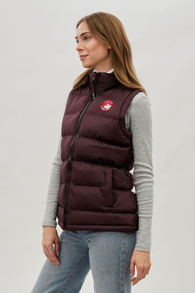 Gilet matelassé Canada Weather Gear à col doublé polaire – Bordeaux