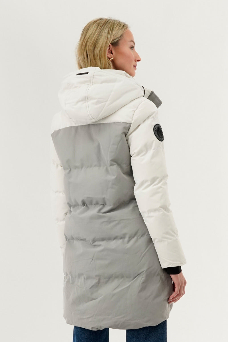 Camada Weather Gear Colour Block Puffer Parka Jacket - Grey - Womens Parka Jackets - Fairweather