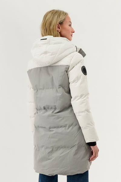 Camada Weather Gear Colour Block Puffer Parka Jacket - Grey - Womens Parka Jackets - Fairweather