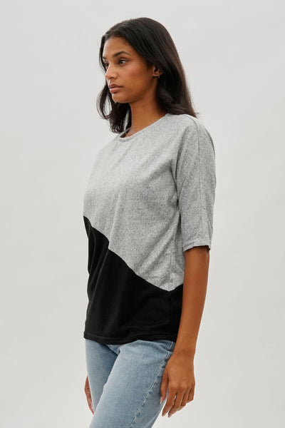 International INC Company Diagonal Colour Block Tee - Grey - Womens Tees & Tank Tops - Fairweather