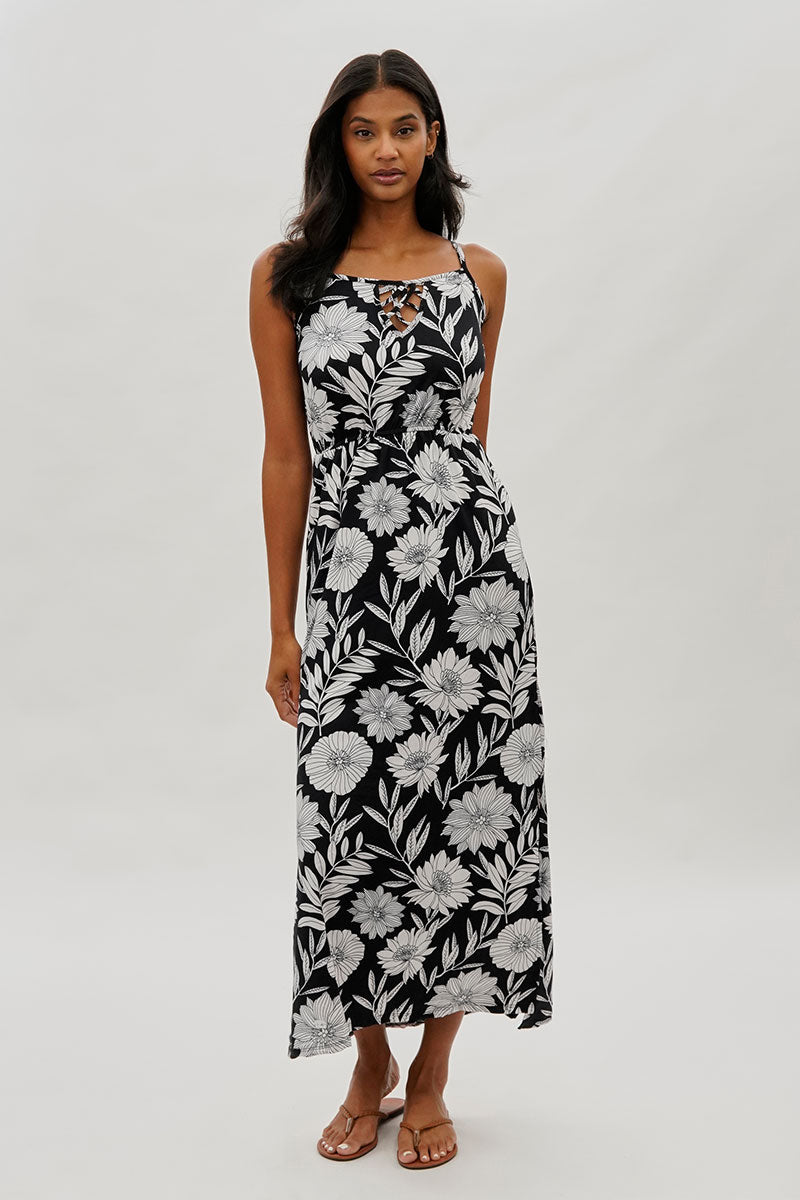 Floral Keyhole Maxi Dress - Black Floral Keyhole Maxi Dress - Black