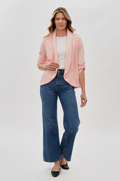 Majora Open Roll Up Sleeve Blazer - Pink - Womens Blazers - Fairweather