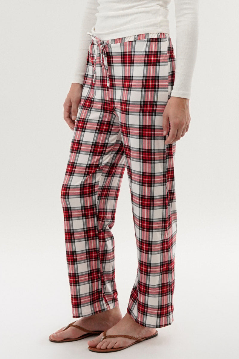 Canada Weather Gear Plaid Wide Leg Pajama Pants - White - Womens Pajamas - Fairweather