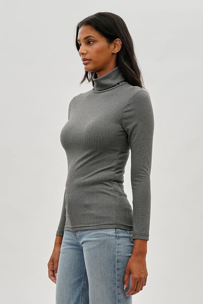 Majora Long Sleeve Turtleneck Pullover Sweater - Grey - Womens Tees & Tank Tops - Fairweather