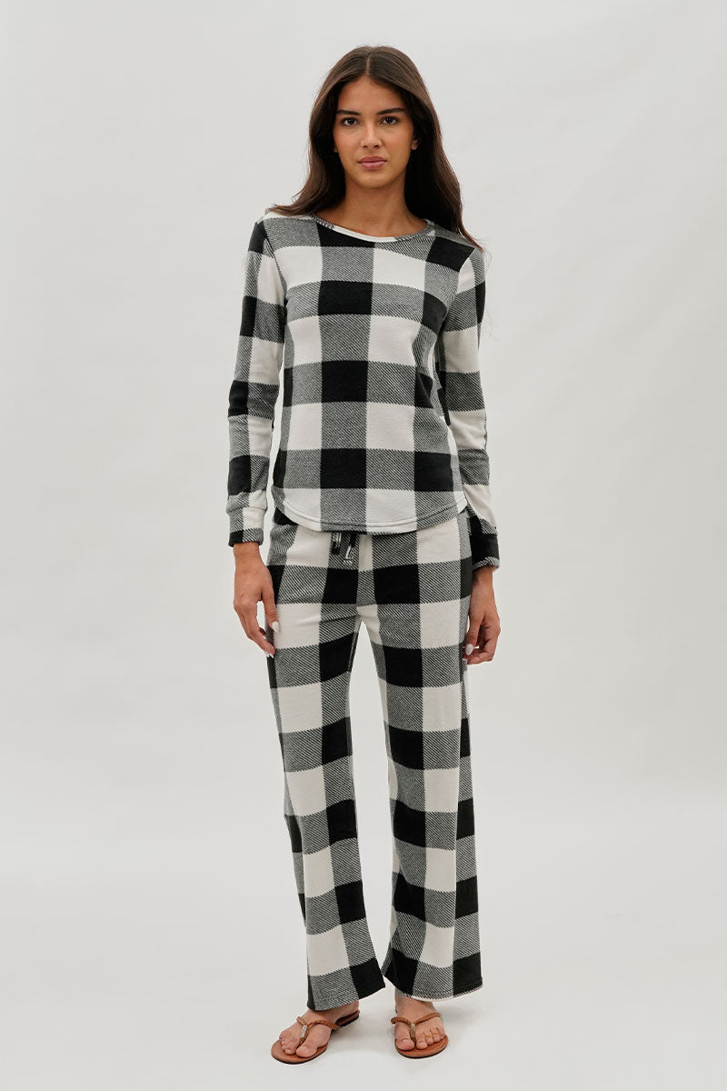 Canada Weather Gear Plaid Print Wide Leg Pajama Pants - White - Womens Pajamas - Fairweather