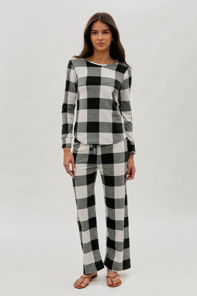 Canada Weather Gear Plaid Print Wide Leg Pajama Pants - White - Womens Pajamas - Fairweather