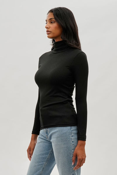 Majora Long Sleeve Turtleneck Pullover Sweater - Black - Womens Tees & Tank Tops - Fairweather