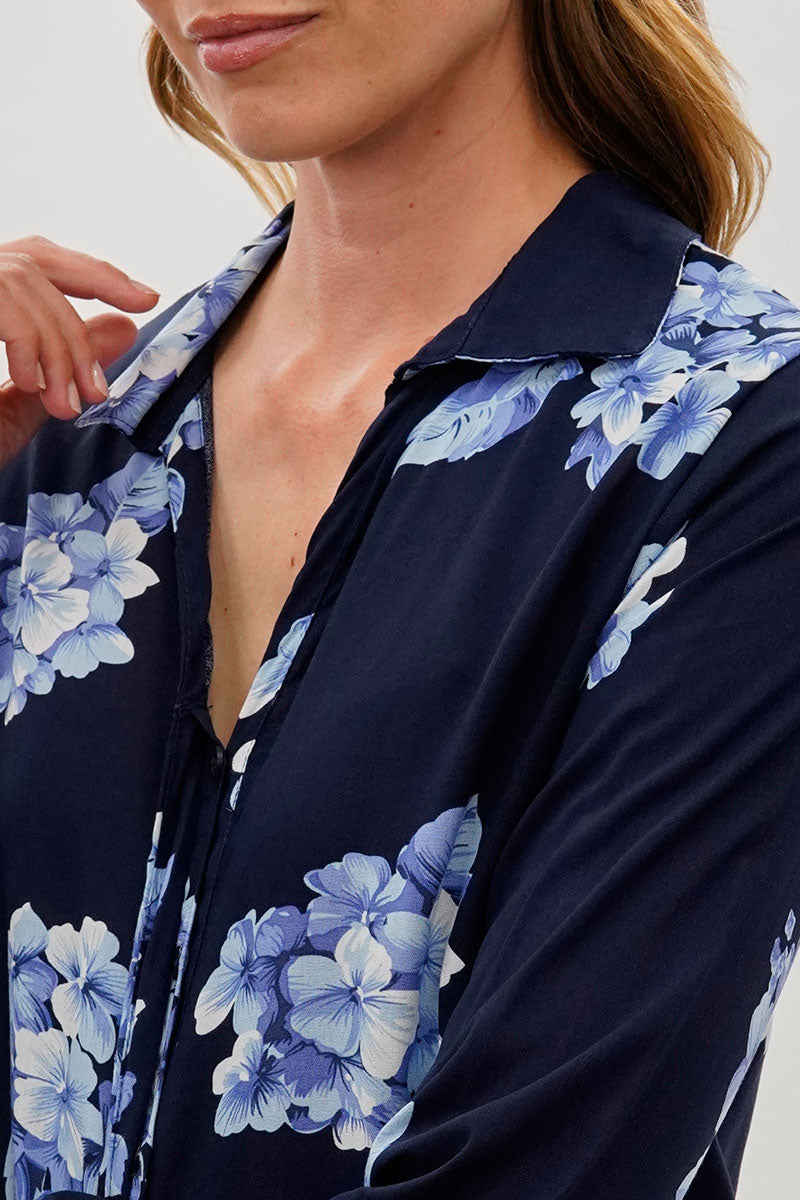 Beechers Brook Floral Button Down Blouse - Navy - Womens Shirts & Blouses - Fairweather