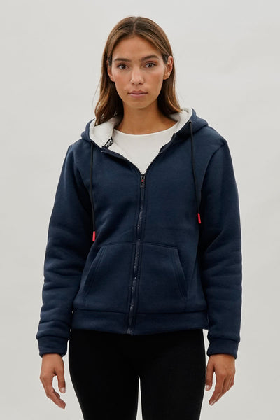 Canada Weather Gear Sherpa Lined Zip Up Lightweight Jacket - Navy - Womens Lightweight Jackets - Fairweather
