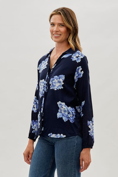 Beechers Brook Floral Button Down Blouse - Navy - Womens Shirts & Blouses - Fairweather