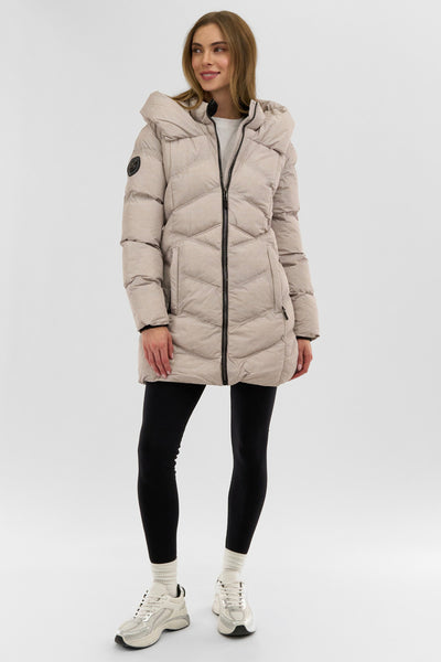 Canada Weather Gear Chevron Quilted Parka Jacket - Cream - Womens Parka Jackets - Fairweather