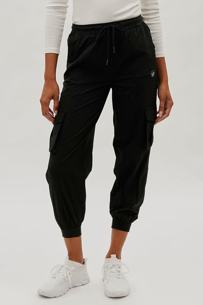 Canada Weather Gear Tie Waist Cargo Joggers - Black - Womens Joggers & Sweatpants - Fairweather